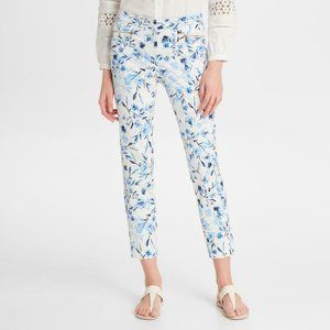 Karl Lagerfeld Paris Floral Skinny Pants Blue White Ankle Crop Trousers Sz 8 NWT